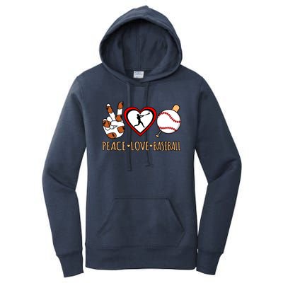 Peace Love Baseball Sports Player Lover Coach Graphic Gift Women's Pullover Hoodie