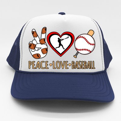 Peace Love Baseball Sports Player Lover Coach Graphic Gift Trucker Hat