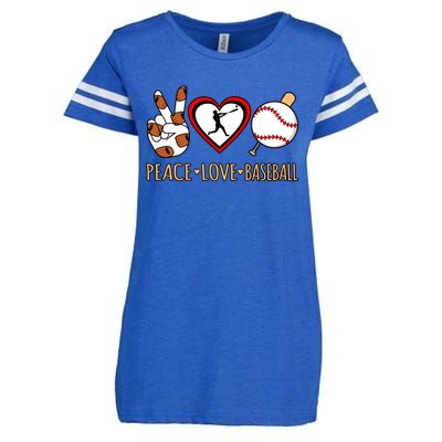 Peace Love Baseball Sports Player Lover Coach Graphic Gift Enza Ladies Jersey Football T-Shirt