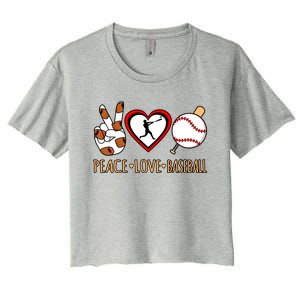 Peace Love Baseball Sports Player Lover Coach Graphic Gift Women's Crop Top Tee