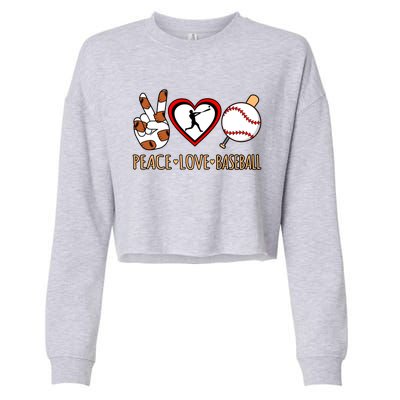 Peace Love Baseball Sports Player Lover Coach Graphic Gift Cropped Pullover Crew