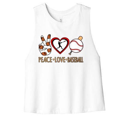 Peace Love Baseball Sports Player Lover Coach Graphic Gift Women's Racerback Cropped Tank