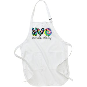 Peace Love Bowling Tie Dye Cute Bowling Lovers Full-Length Apron With Pockets