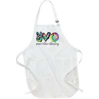 Peace Love Bowling Tie Dye Cute Bowling Lovers Full-Length Apron With Pockets