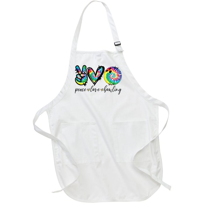 Peace Love Bowling Tie Dye Cute Bowling Lovers Full-Length Apron With Pockets