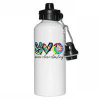 Peace Love Bowling Tie Dye Cute Bowling Lovers Aluminum Water Bottle 