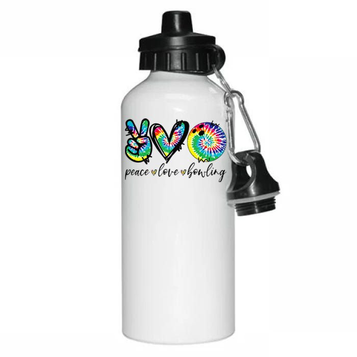 Peace Love Bowling Tie Dye Cute Bowling Lovers Aluminum Water Bottle 