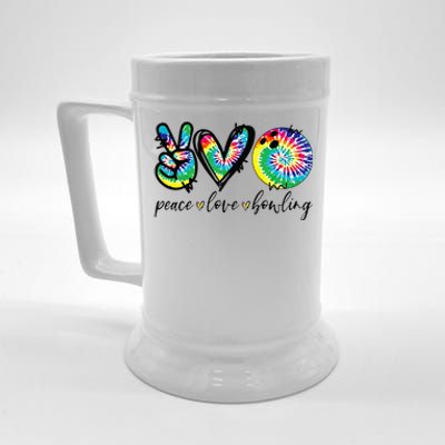 Peace Love Bowling Tie Dye Cute Bowling Lovers Beer Stein