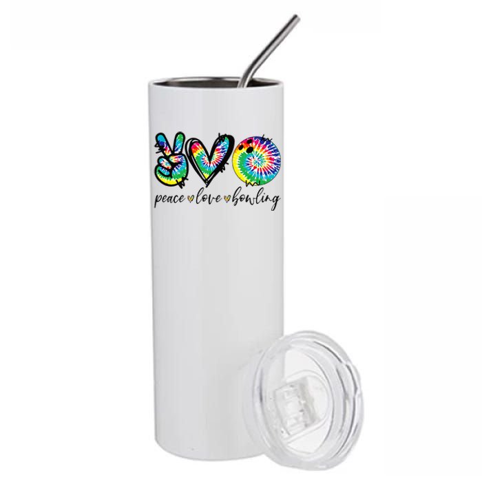 Peace Love Bowling Tie Dye Cute Bowling Lovers Stainless Steel Tumbler