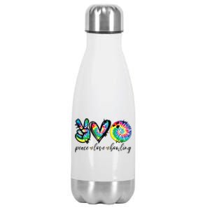 Peace Love Bowling Tie Dye Cute Bowling Lovers Stainless Steel Insulated Water Bottle