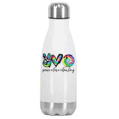 Peace Love Bowling Tie Dye Cute Bowling Lovers Stainless Steel Insulated Water Bottle