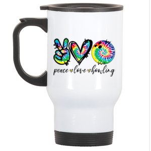 Peace Love Bowling Tie Dye Cute Bowling Lovers Stainless Steel Travel Mug