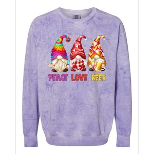 Peace Love Beer Funny Summer Gnomes Chillin With My Gnomies Cute Gift Colorblast Crewneck Sweatshirt