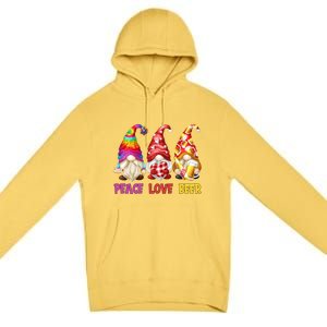 Peace Love Beer Funny Summer Gnomes Chillin With My Gnomies Cute Gift Premium Pullover Hoodie