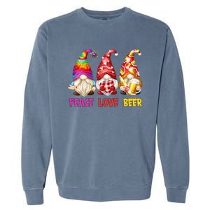 Peace Love Beer Funny Summer Gnomes Chillin With My Gnomies Cute Gift Garment-Dyed Sweatshirt