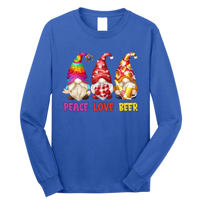 Peace Love Beer Funny Summer Gnomes Chillin With My Gnomies Cute Gift Long Sleeve Shirt