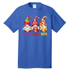 Peace Love Beer Funny Summer Gnomes Chillin With My Gnomies Cute Gift Tall T-Shirt