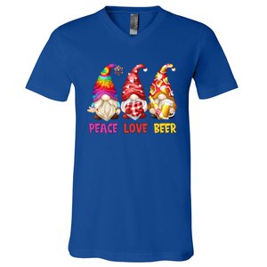 Peace Love Beer Funny Summer Gnomes Chillin With My Gnomies Cute Gift V-Neck T-Shirt