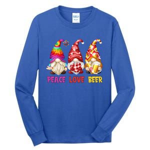 Peace Love Beer Funny Summer Gnomes Chillin With My Gnomies Cute Gift Tall Long Sleeve T-Shirt