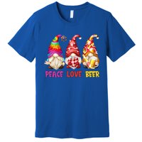 Peace Love Beer Funny Summer Gnomes Chillin With My Gnomies Cute Gift Premium T-Shirt