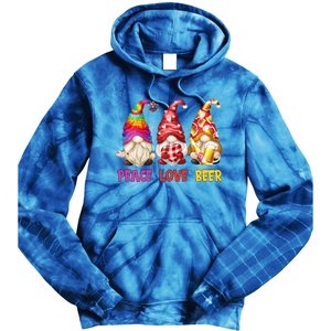 Peace Love Beer Funny Summer Gnomes Chillin With My Gnomies Cute Gift Tie Dye Hoodie