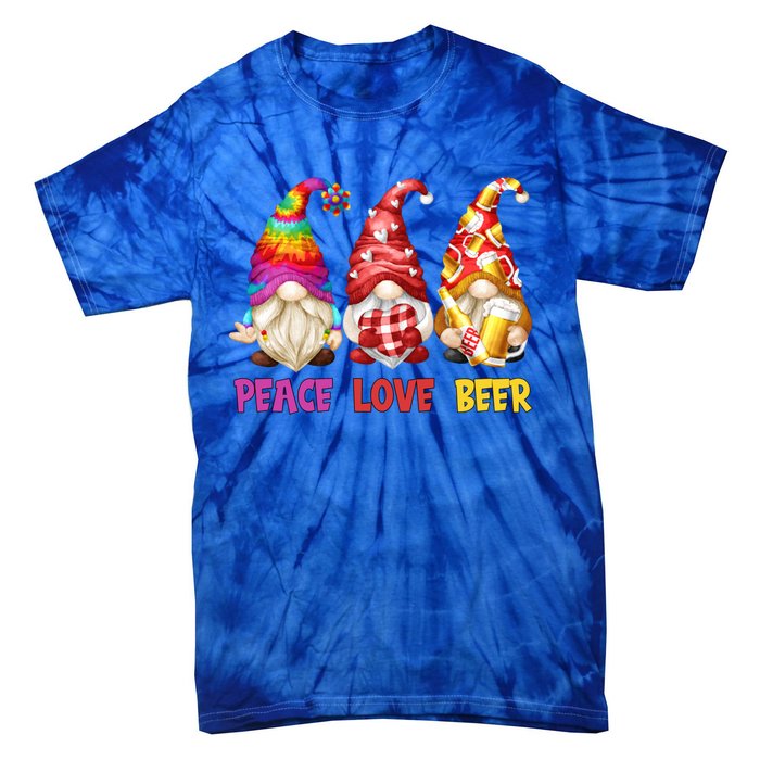 Peace Love Beer Funny Summer Gnomes Chillin With My Gnomies Cute Gift Tie-Dye T-Shirt