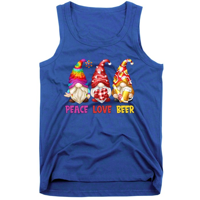 Peace Love Beer Funny Summer Gnomes Chillin With My Gnomies Cute Gift Tank Top