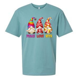 Peace Love Beer Funny Summer Gnomes Chillin With My Gnomies Cute Gift Sueded Cloud Jersey T-Shirt