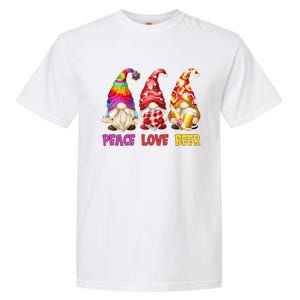 Peace Love Beer Funny Summer Gnomes Chillin With My Gnomies Cute Gift Garment-Dyed Heavyweight T-Shirt