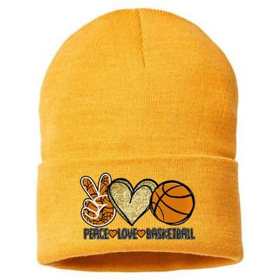 Peace Love Basketball Heart Ball Sports Team Game Player Sustainable Knit Beanie