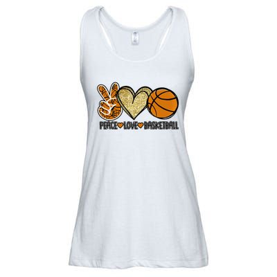 Peace Love Basketball Heart Ball Sports Team Game Player Ladies Essential Flowy Tank