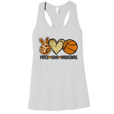 Peace Love Basketball Heart Ball Sports Team Game Player Women's Racerback Tank