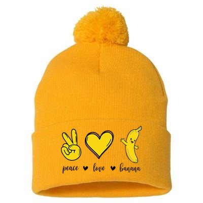 Peace Love Bananas Fresh Banana Gift Pom Pom 12in Knit Beanie