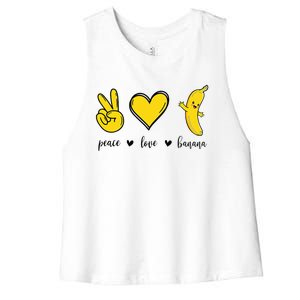 Peace Love Bananas Fresh Banana Gift Women's Racerback Cropped Tank