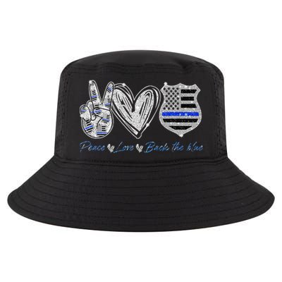 Peace Love Back The Blue Police Officer Gift Cool Comfort Performance Bucket Hat