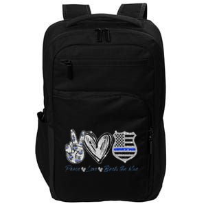 Peace Love Back The Blue Police Officer Gift Impact Tech Backpack