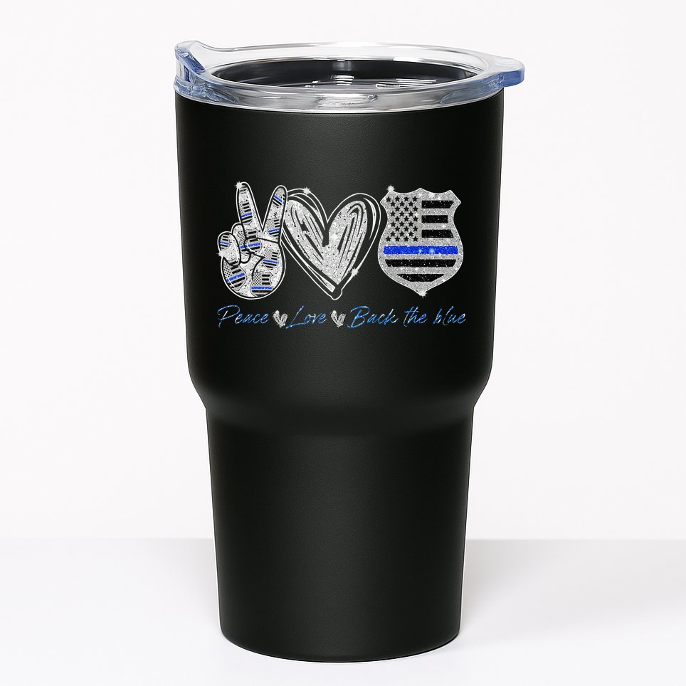 Peace Love Back The Blue Police Officer Gift Tumbler