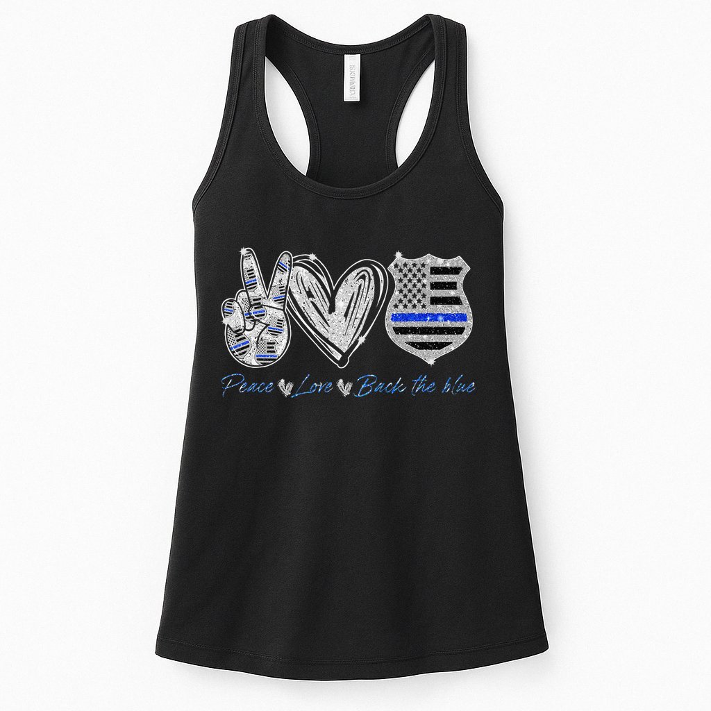 Peace Love Back The Blue Police Officer Gift Womens Tank Top