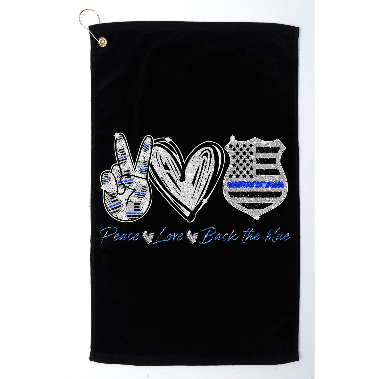 Peace Love Back The Blue Police Officer Gift Golf Towel