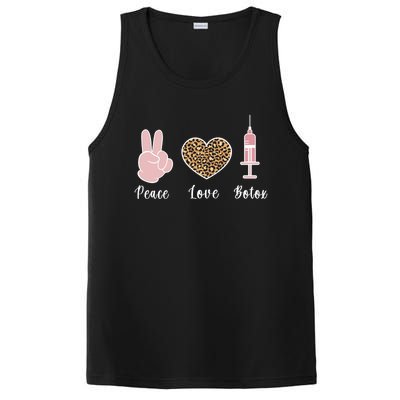 Peace Love Botox Nurse Injector Aesthetic Nursing Funny Gift PosiCharge Competitor Tank