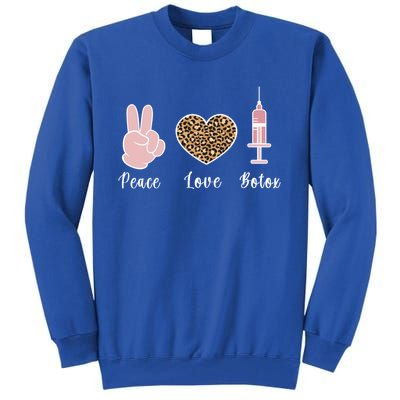 Peace Love Botox Nurse Injector Aesthetic Nursing Funny Gift Tall Sweatshirt