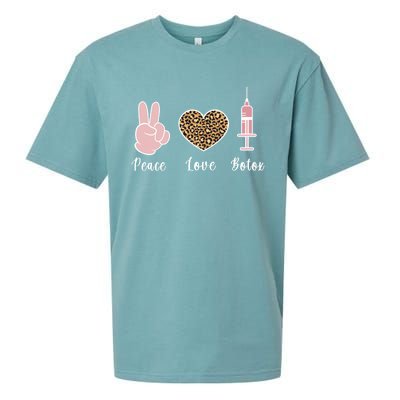 Peace Love Botox Nurse Injector Aesthetic Nursing Funny Gift Sueded Cloud Jersey T-Shirt