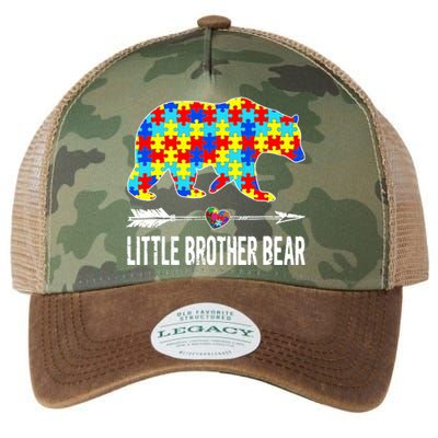 Proud Little Brother Bear Autism Awareness Gifts Boy Legacy Tie Dye Trucker Hat