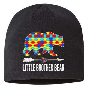 Proud Little Brother Bear Autism Awareness Gifts Boy Sustainable Beanie