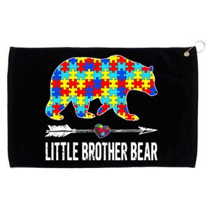 Proud Little Brother Bear Autism Awareness Gifts Boy Grommeted Golf Towel