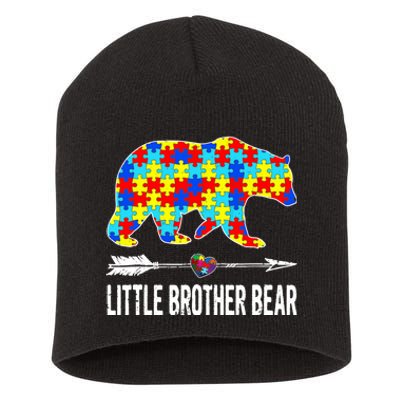 Proud Little Brother Bear Autism Awareness Gifts Boy Short Acrylic Beanie