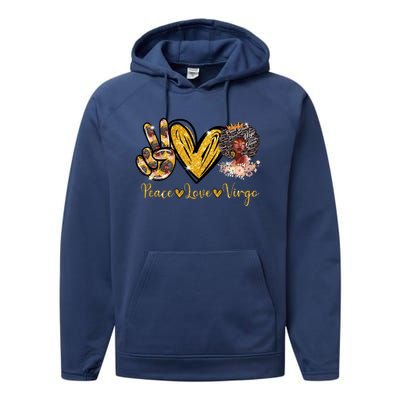 Peace Love Black Virgo Zodiac Gift Celebrate Bday Great Gift Performance Fleece Hoodie