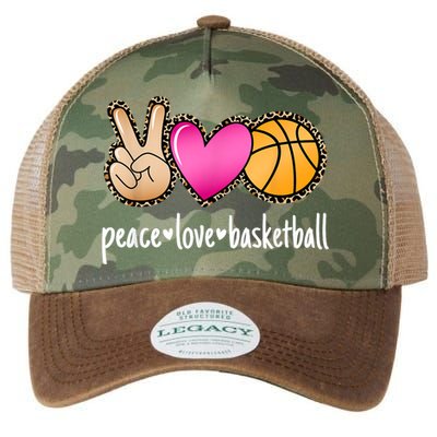 Peace Love Basketball Leopard Print Girls Women Basketball Legacy Tie Dye Trucker Hat