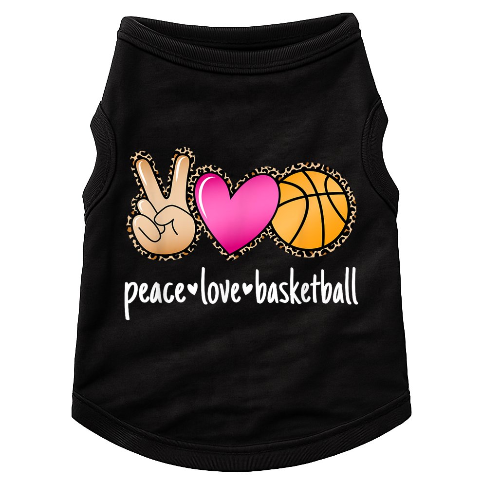 Peace Love Basketball Leopard Print Girls Women Basketball Doggie Tank