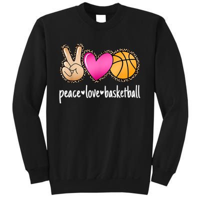 Peace Love Basketball Leopard Print Girls Women Basketball Sweatshirt